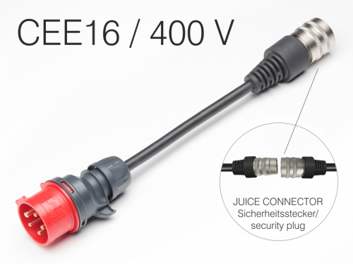 JUICE CONNECTOR-Sicherheitsadapter CEE16 / 400V 3-phasig (rot)